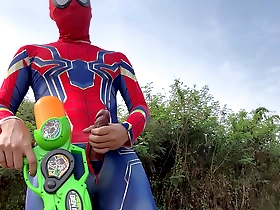 Superhero Spiderman has a large penis during the Songkran Festival in 2024.
