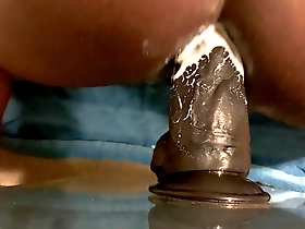 Young black gay tries out anal with a 13-inch dildo