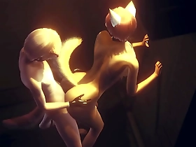 Furry yaoi: Fox gives boy a handjob and then has sex with him against the wall in an alley.