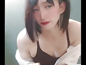 Japanese crossdressers sensual journey as a sissy femboy