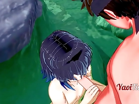 Only in Japanese, Yaoi Naruto and Kimetsu no Yaiba 3D porn with Kiba and Inosuke.