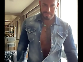 Viktor Rom, the gay porn star, flexes and masturbates with oil.