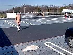 Sissy Ma Yuchan gets naked and feels the freedom of being exposed in a mall parking lot.