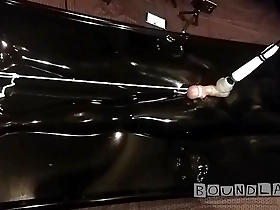 Gay BDSM video with edging and a lucky pup in a vacuumbed