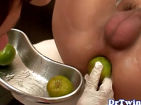 Close up of an Asian twink’s prostate stimulation with a big toy.