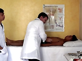 Analing a medical professional while being simultaneously fucked by two doctors