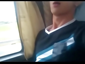 Public bus affair with Asian man and another man.