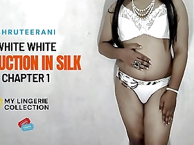 Asian trans beauty in silk, solo scene with big ass and boobs.