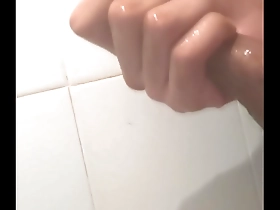 Solo gay guy with a small penis masturbates.