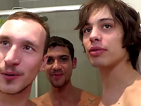 Young gay men engage in anal sex orgy.