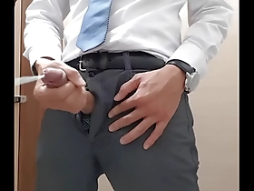 Cumshot in the great outdoors in POV style with an Asian solo boy.