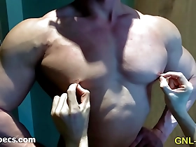 Muscular Asian man enjoys nipple play and edging in video.
