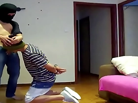 A new submissive Asian man in a gay BDSM scene with a big cock dominant